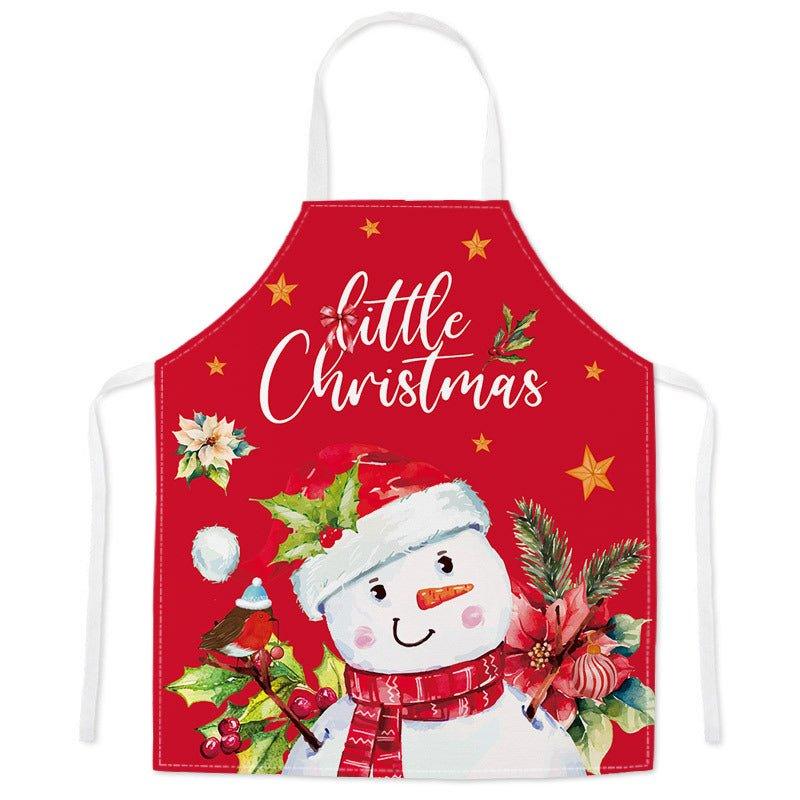 New Year Christmas Anti - fouling Kitchen Apron Household Decoration Adult Children's Linen Apron Event Gifts - Coscosmos