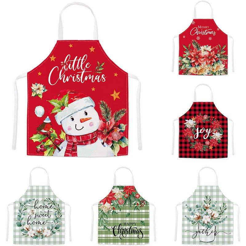 New Year Christmas Anti - fouling Kitchen Apron Household Decoration Adult Children's Linen Apron Event Gifts - Coscosmos