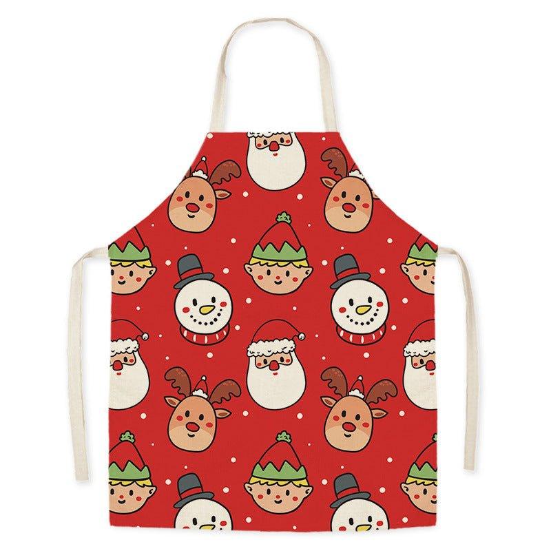 New Year Christmas Anti - fouling Kitchen Apron Household Decoration Adult Children's Linen Apron Event Gifts - Coscosmos