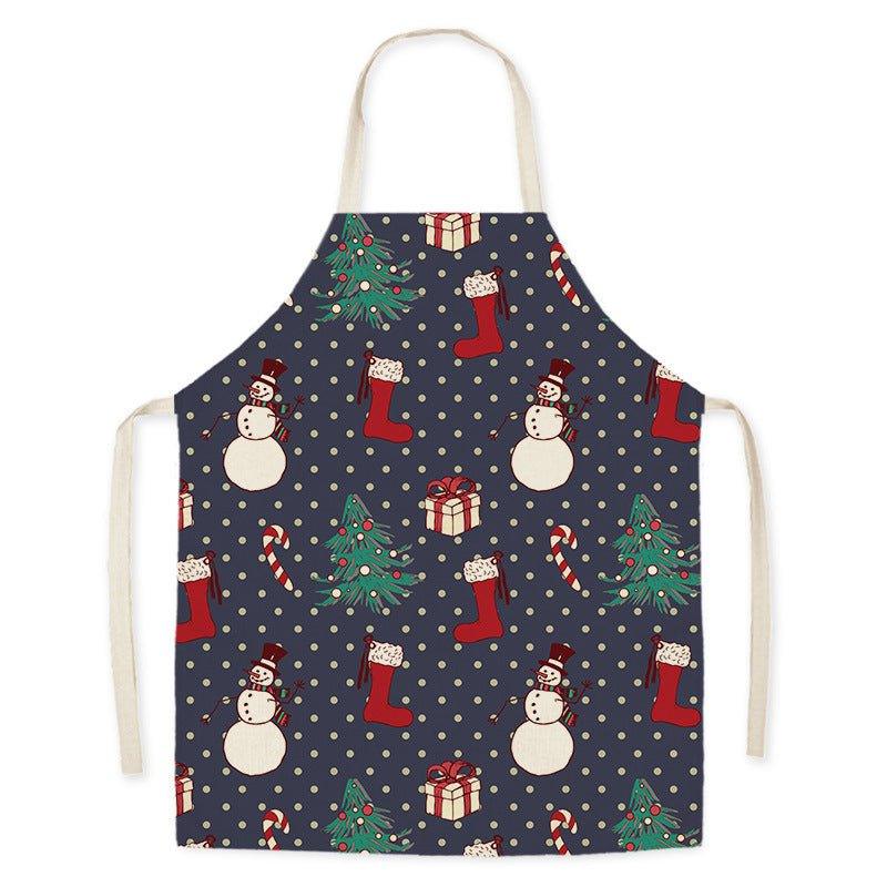 New Year Christmas Anti - fouling Kitchen Apron Household Decoration Adult Children's Linen Apron Event Gifts - Coscosmos