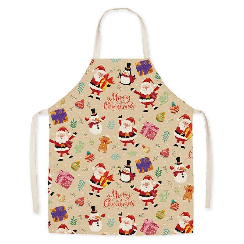 New Year Christmas Anti - fouling Kitchen Apron Household Decoration Adult Children's Linen Apron Event Gifts - Coscosmos