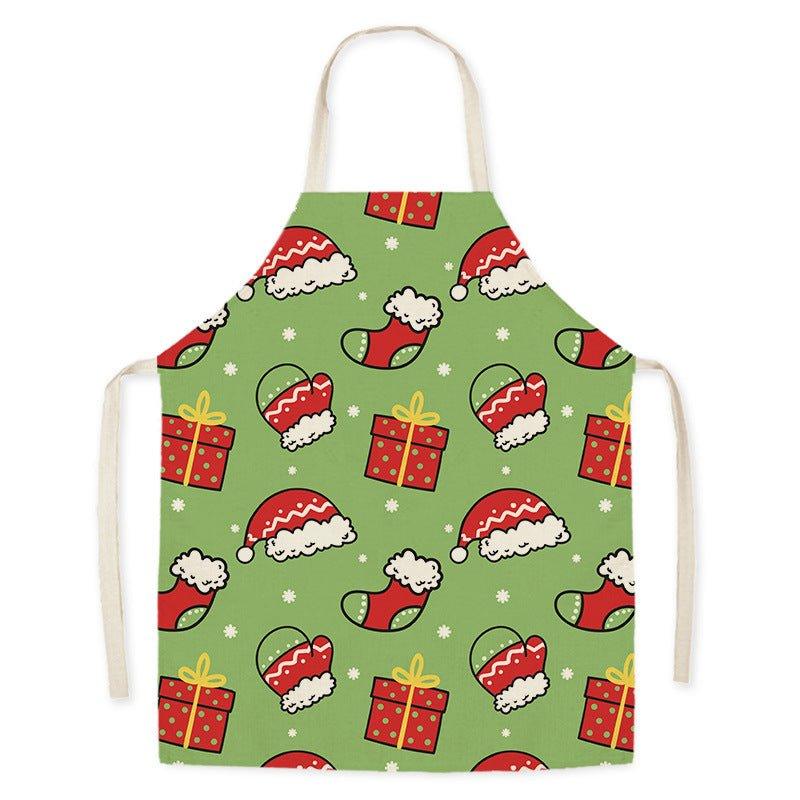 New Year Christmas Anti - fouling Kitchen Apron Household Decoration Adult Children's Linen Apron Event Gifts - Coscosmos