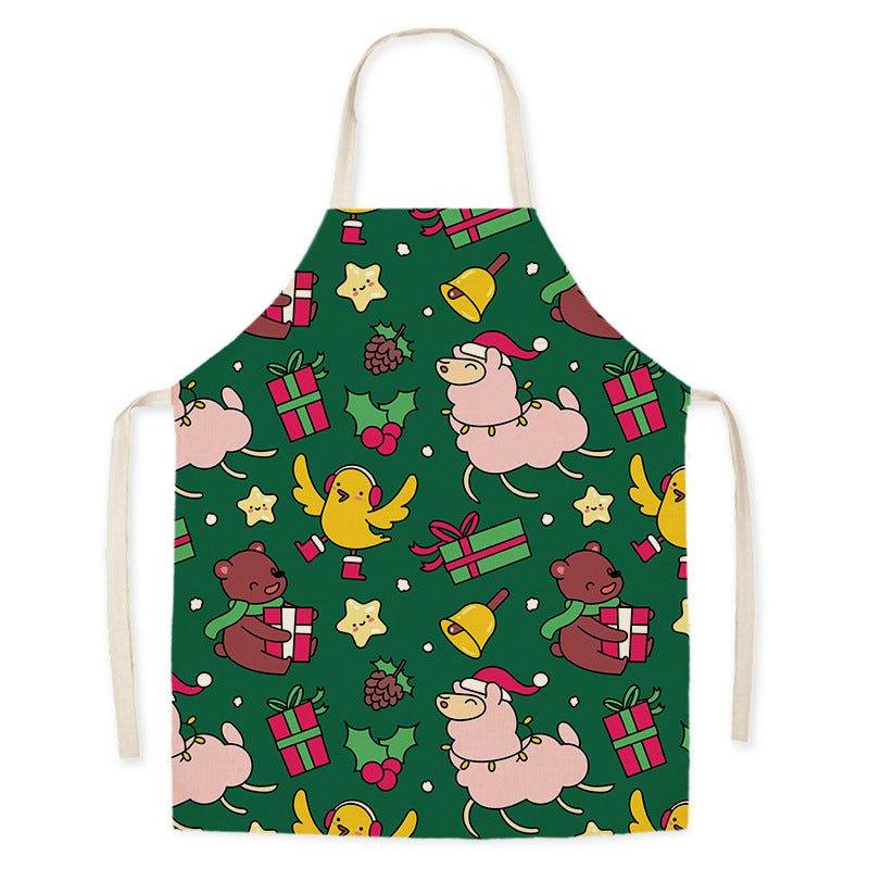 New Year Christmas Anti - fouling Kitchen Apron Household Decoration Adult Children's Linen Apron Event Gifts - Coscosmos