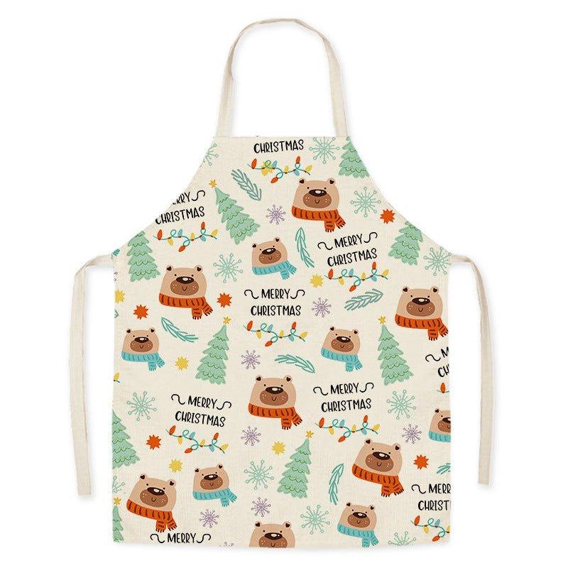 New Year Christmas Anti - fouling Kitchen Apron Household Decoration Adult Children's Linen Apron Event Gifts - Coscosmos