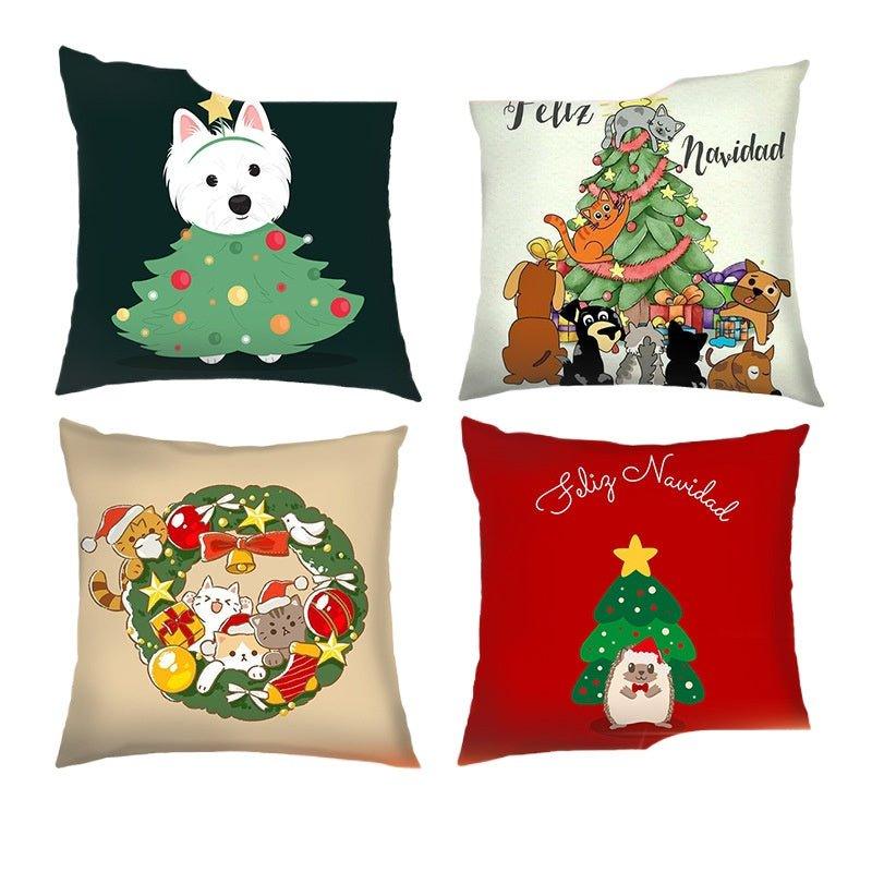 Nordic New Year Christmas Sofa Pillow Small Animal Pillowcase Holiday Decoration Sofa Living Room Pillow Cover - Coscosmos