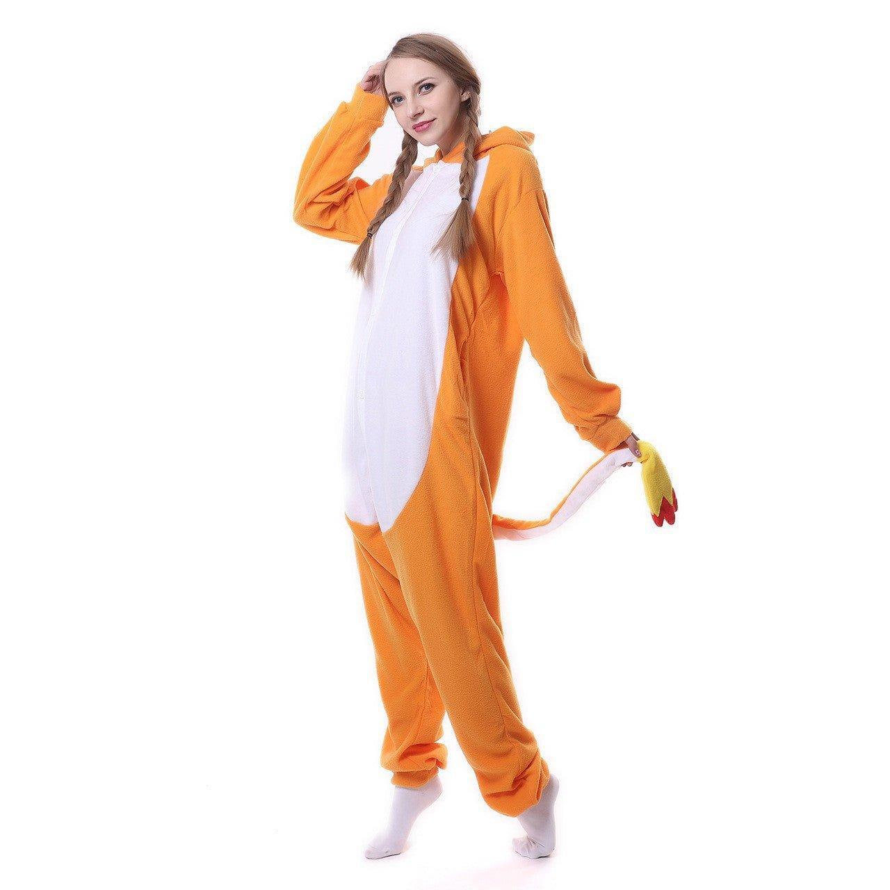 Orange Animal Onesie Couple Pajamas | Halloween Party Costume for Men & Women - Coscosmos