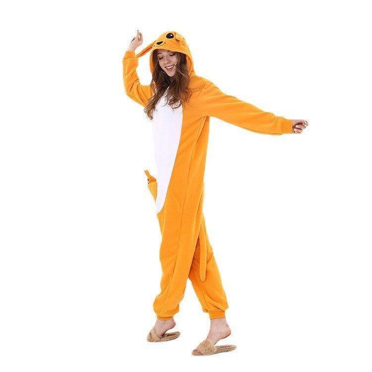 Orange Animal Onesie Couple Pajamas | Halloween Party Costume for Men & Women - Coscosmos