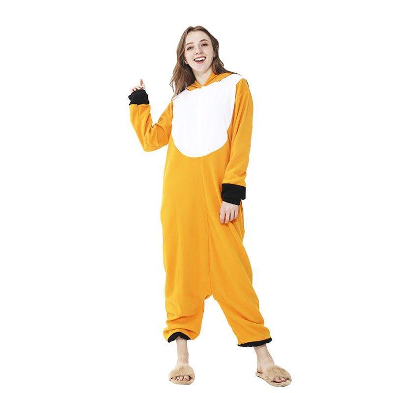 Orange Animal Onesie Couple Pajamas | Halloween Party Costume for Men & Women - Coscosmos