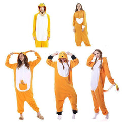 Orange Animal Onesie Couple Pajamas | Halloween Party Costume for Men & Women - Coscosmos