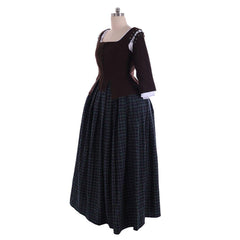 Outlander Claire Fraser Cosplay Costume | Women's Scottish Highland Colonial Prairie Dress for Adults - Coscosmos