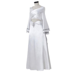 Padme Cosplay Amidala Costume Chite Dress Crop Top And Skirt Suit Padme Sexy White Dress Halloween Party Ball Gown - Coscosmos