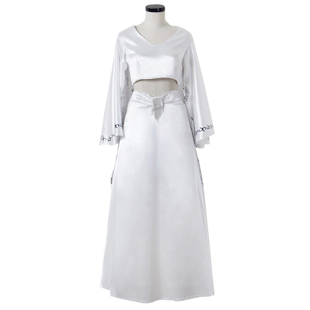 Padme Cosplay Amidala Costume Chite Dress Crop Top And Skirt Suit Padme Sexy White Dress Halloween Party Ball Gown - Coscosmos