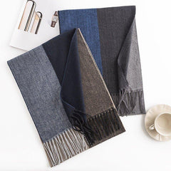 Plaid Colorblock Cashmere - like Scarf for Men Winter Fashion Commuter Neck Warmer High - End Feel Long Shawl - Coscosmos