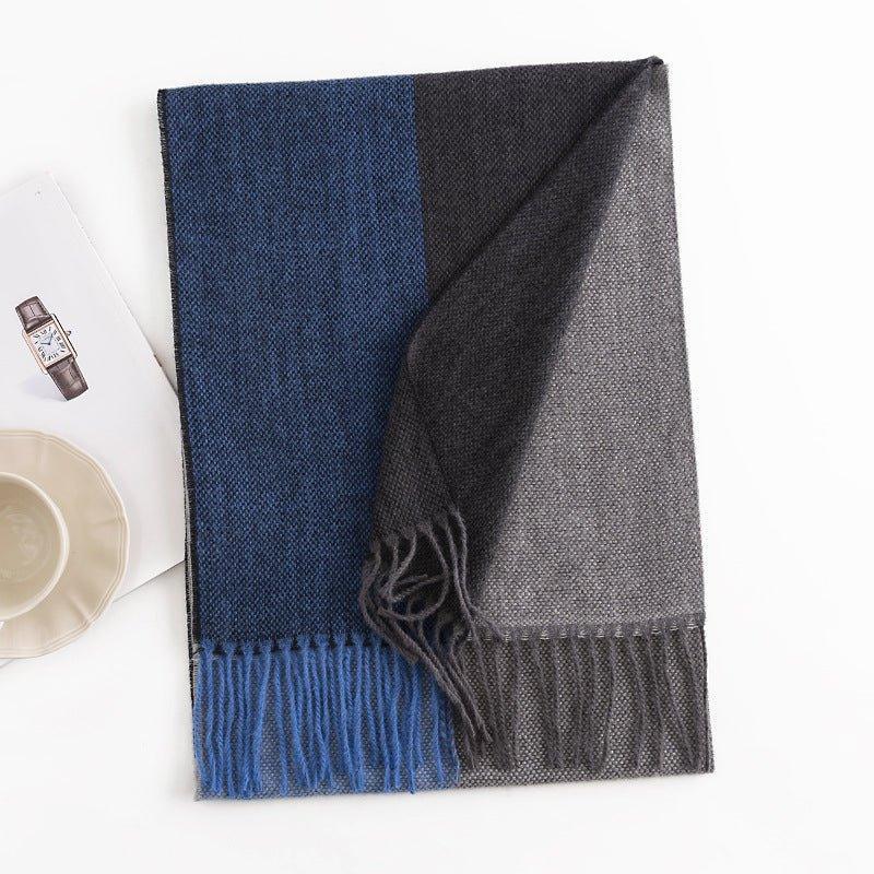 Plaid Colorblock Cashmere - like Scarf for Men Winter Fashion Commuter Neck Warmer High - End Feel Long Shawl - Coscosmos