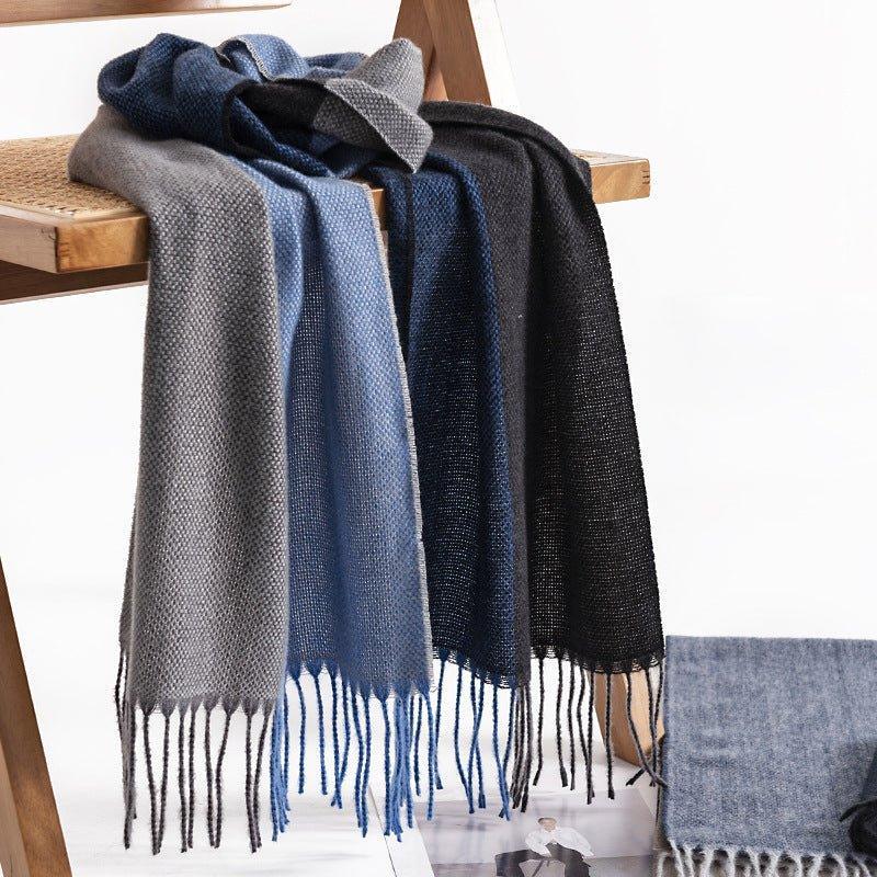 Plaid Colorblock Cashmere - like Scarf for Men Winter Fashion Commuter Neck Warmer High - End Feel Long Shawl - Coscosmos