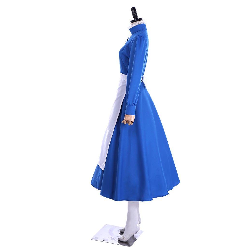 Plus Size Howl's Moving Castle Sophie Hatter Blue Dress Cosplay Costume - Coscosmos