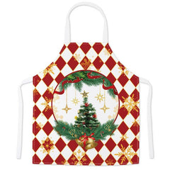 Popular Christmas festive imitation hemp printed apron, Christmas gift adult children parent - child smock waist - Coscosmos