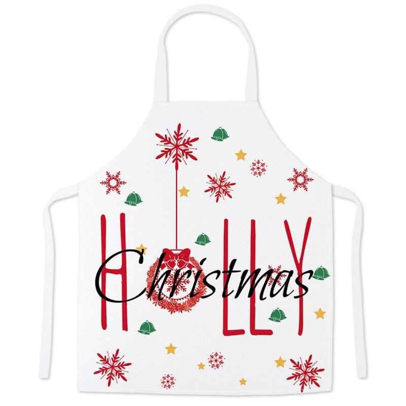 Popular Christmas festive imitation hemp printed apron, Christmas gift adult children parent - child smock waist - Coscosmos