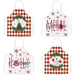 Popular Christmas festive imitation hemp printed apron, Christmas gift adult children parent - child smock waist - Coscosmos