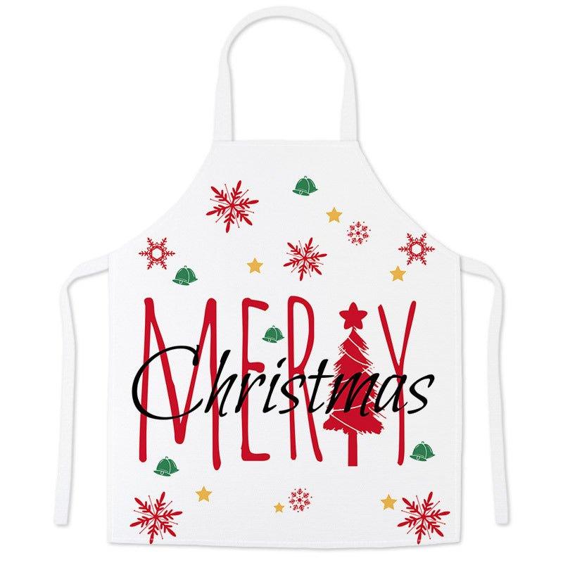 Popular Christmas festive imitation hemp printed apron, Christmas gift adult children parent - child smock waist - Coscosmos