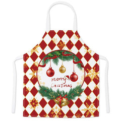 Popular Christmas festive imitation hemp printed apron, Christmas gift adult children parent - child smock waist - Coscosmos