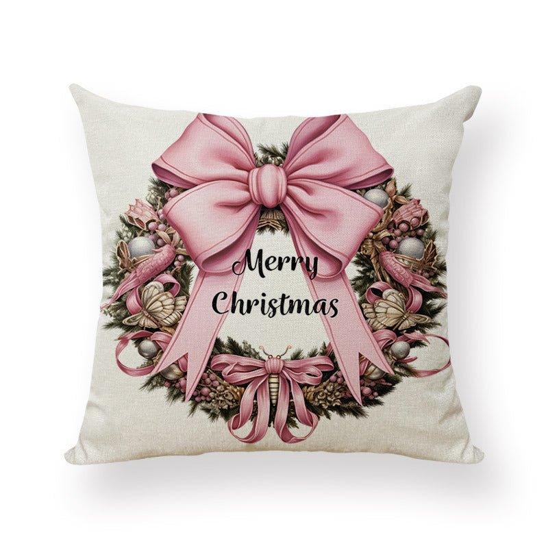 Popular Christmas pink pillow cover peach leather velvet digital printing home decoration pillow cushion cover manufacturer wholesale - Coscosmos