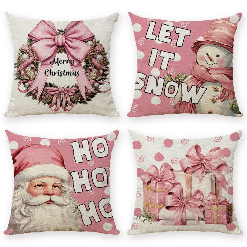 Popular Christmas pink pillow cover peach leather velvet digital printing home decoration pillow cushion cover manufacturer wholesale - Coscosmos