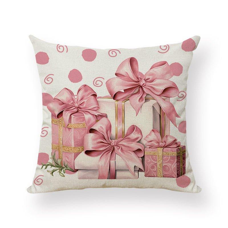 Popular Christmas pink pillow cover peach leather velvet digital printing home decoration pillow cushion cover manufacturer wholesale - Coscosmos