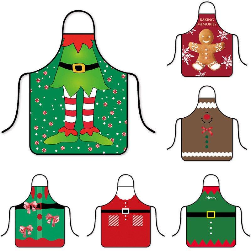 Popular Christmas waterproof apron Korean version of fashion kitchen home waterproof hot pot shop waist - Coscosmos