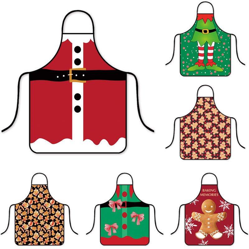 Popular Christmas waterproof apron Korean version of fashion kitchen home waterproof hot pot shop waist - Coscosmos