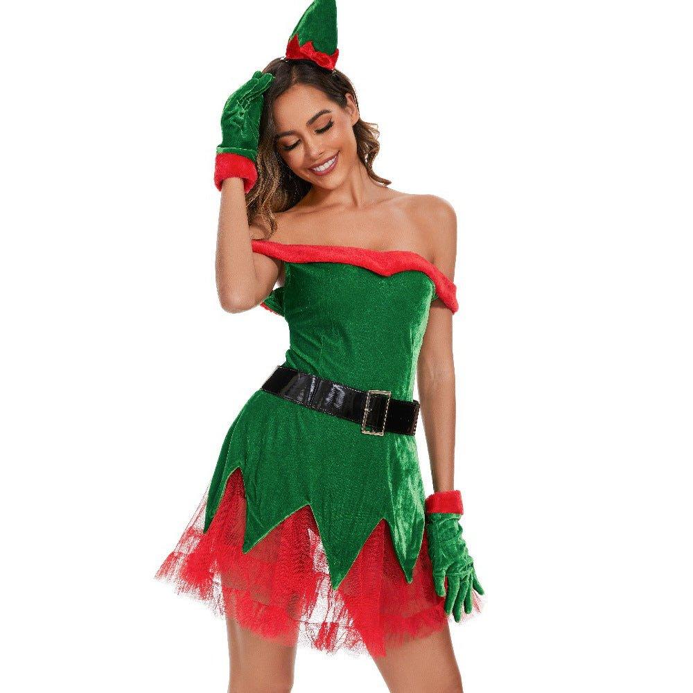 Red and green Christmas tree shape Christmas clothes, Merry Christmas uniforms, Christmas party costumes, Christmas performance clothes - Coscosmos