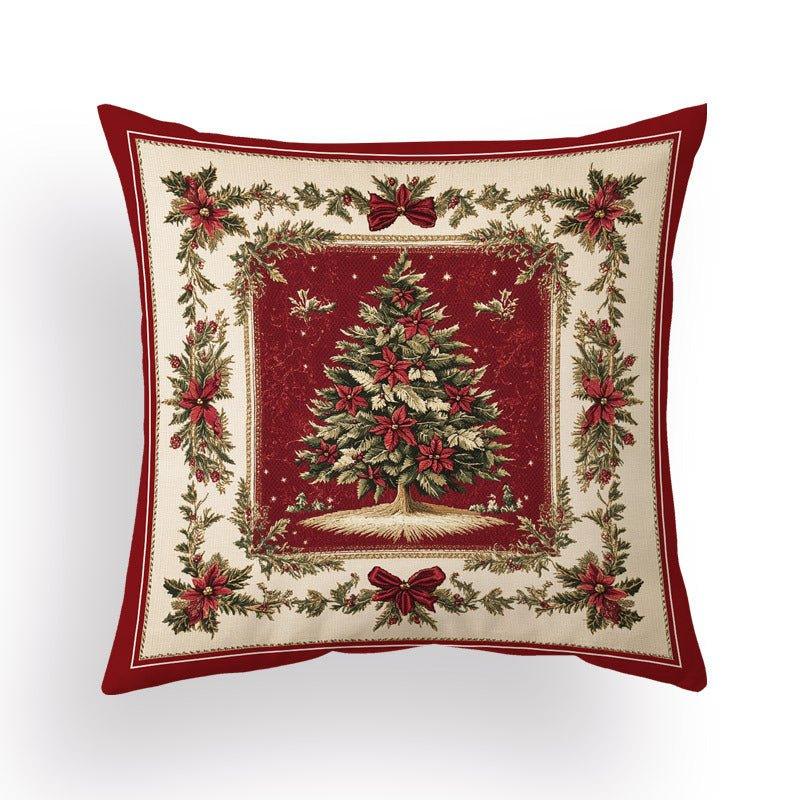 Red Christmas pillow cover cartoon holiday pillowcase wholesale sofa cushion flannel printing living room by pillowcase - Coscosmos