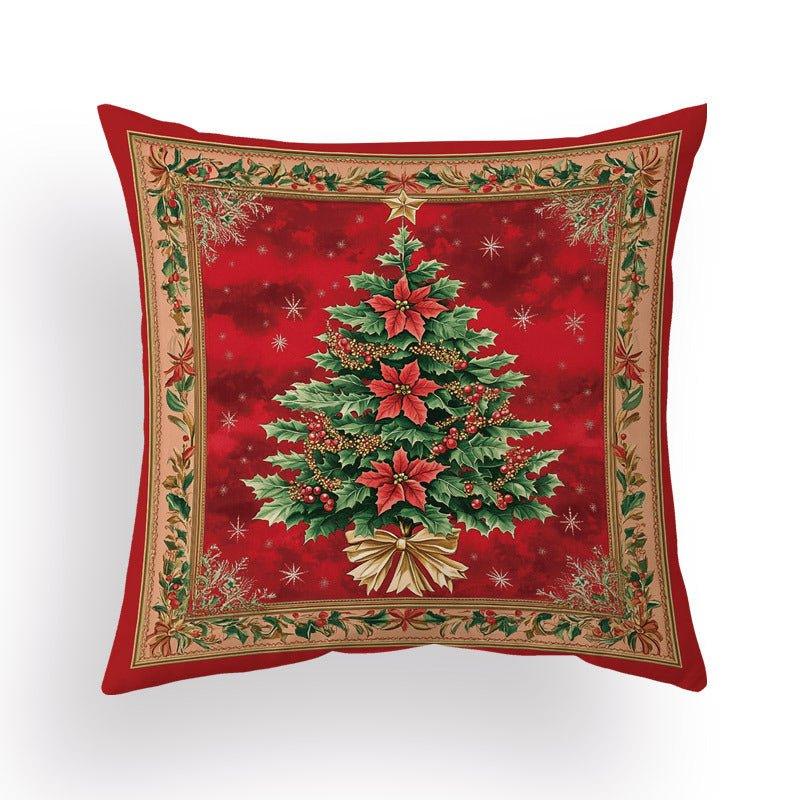 Red Christmas pillow cover cartoon holiday pillowcase wholesale sofa cushion flannel printing living room by pillowcase - Coscosmos