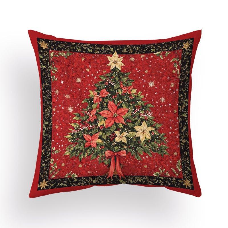 Red Christmas pillow cover cartoon holiday pillowcase wholesale sofa cushion flannel printing living room by pillowcase - Coscosmos