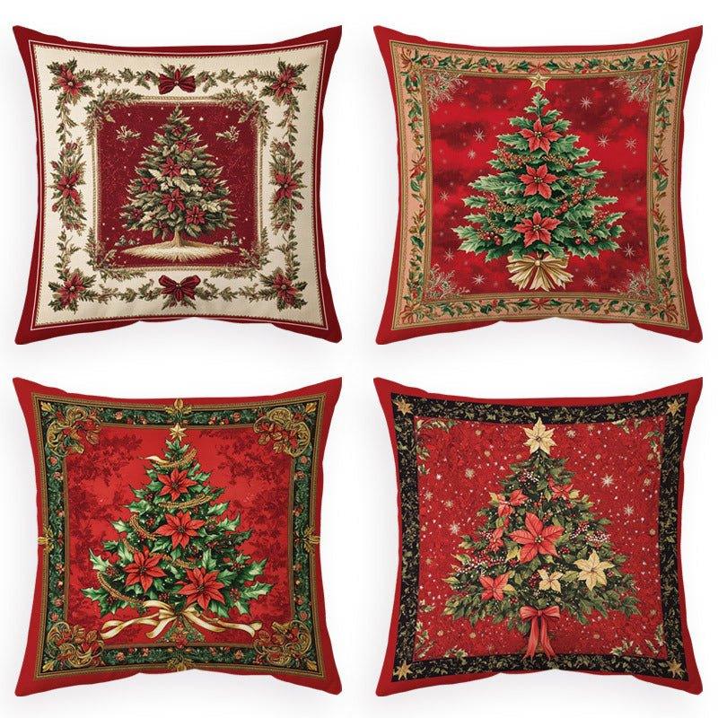 Red Christmas pillow cover cartoon holiday pillowcase wholesale sofa cushion flannel printing living room by pillowcase - Coscosmos