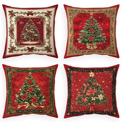 Red Christmas pillow cover cartoon holiday pillowcase wholesale sofa cushion flannel printing living room by pillowcase - Coscosmos