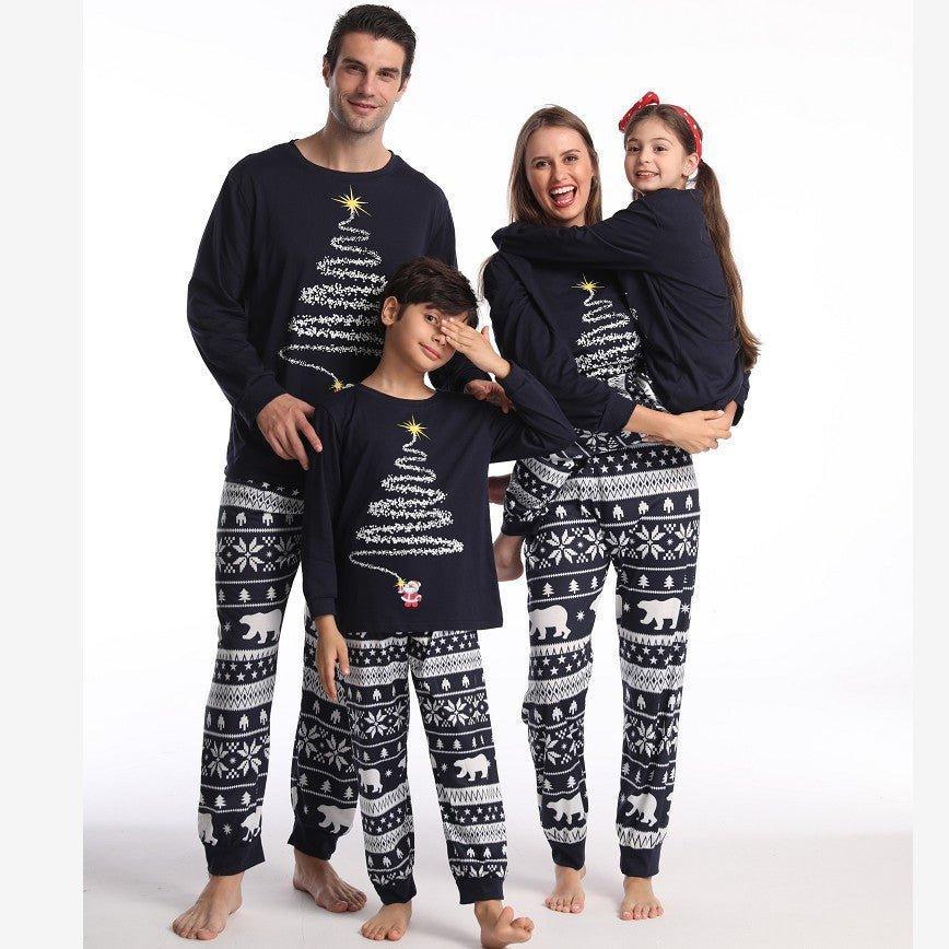 Red Matching Family Christmas Pajamas | Cotton Holiday Loungewear Set for Family of Three - Coscosmos