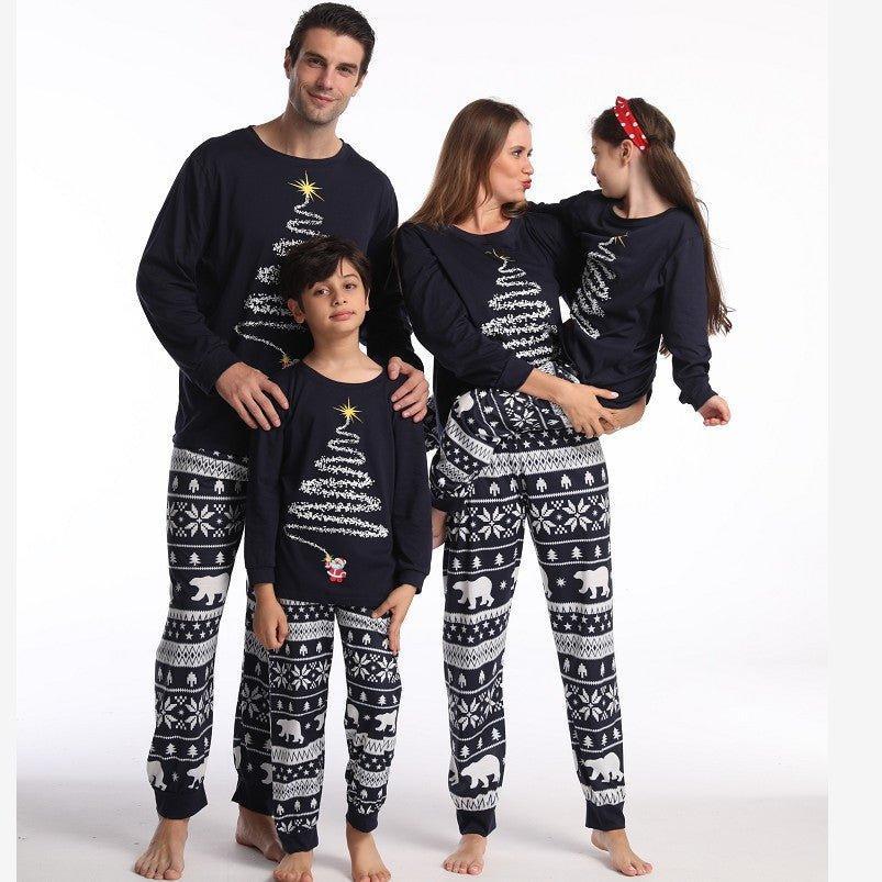 Red Matching Family Christmas Pajamas | Cotton Holiday Loungewear Set for Family of Three - Coscosmos