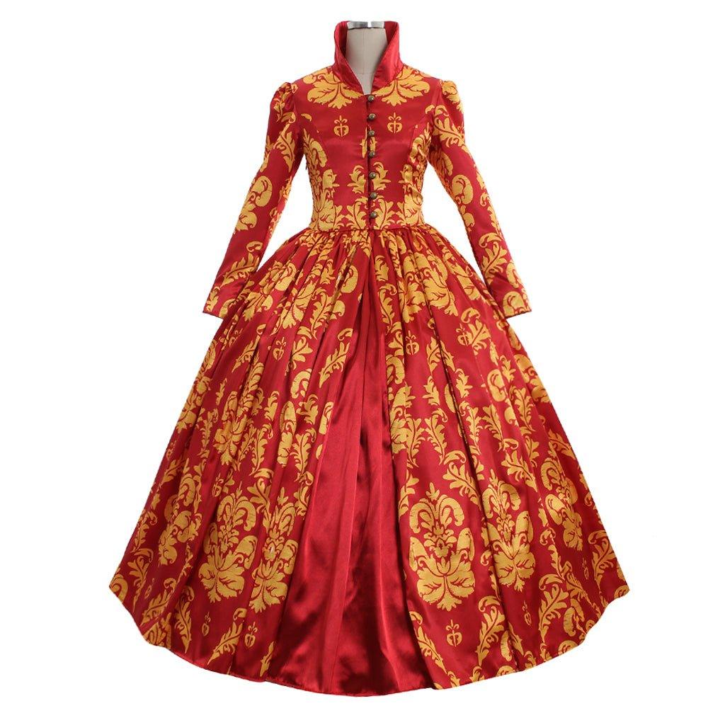 Red Renaissance Medieval Wedding Party Dress | Custom - Made Women’s Ball Gown Dance Costume - Coscosmos