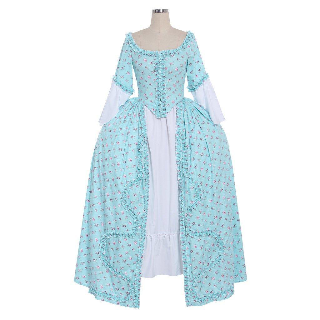 Rococo Blue Dress | French Royal 18th Century Marie Antoinette Ball Gown | Georgian Era Queen Victorian Dress - Coscosmos