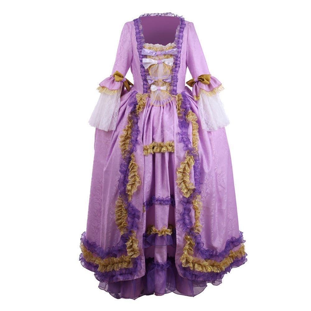 Rococo Purple Dress with Digital Print - Coscomos' Elegant Taffeta Costume - Coscosmos