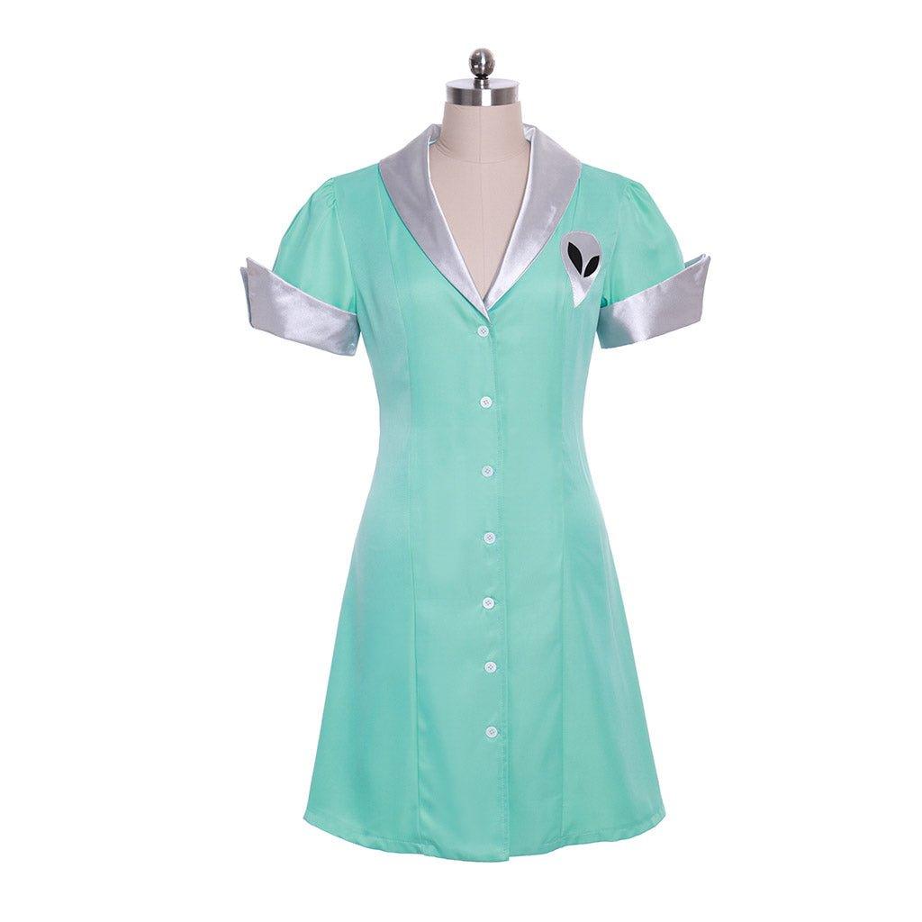 Roswell Crashdown Cafe Waitress Cosplay Costume | Liz Parker Maid Dress | Halloween Alien Uniform - Coscosmos