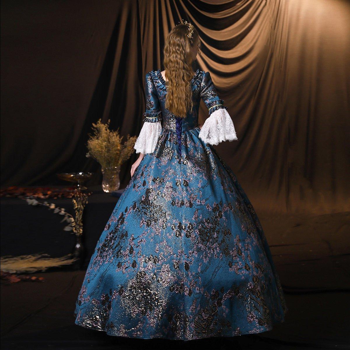 Royal Azure Gown: Luxurious European Court Dress for Theatrical Events - Coscosmos