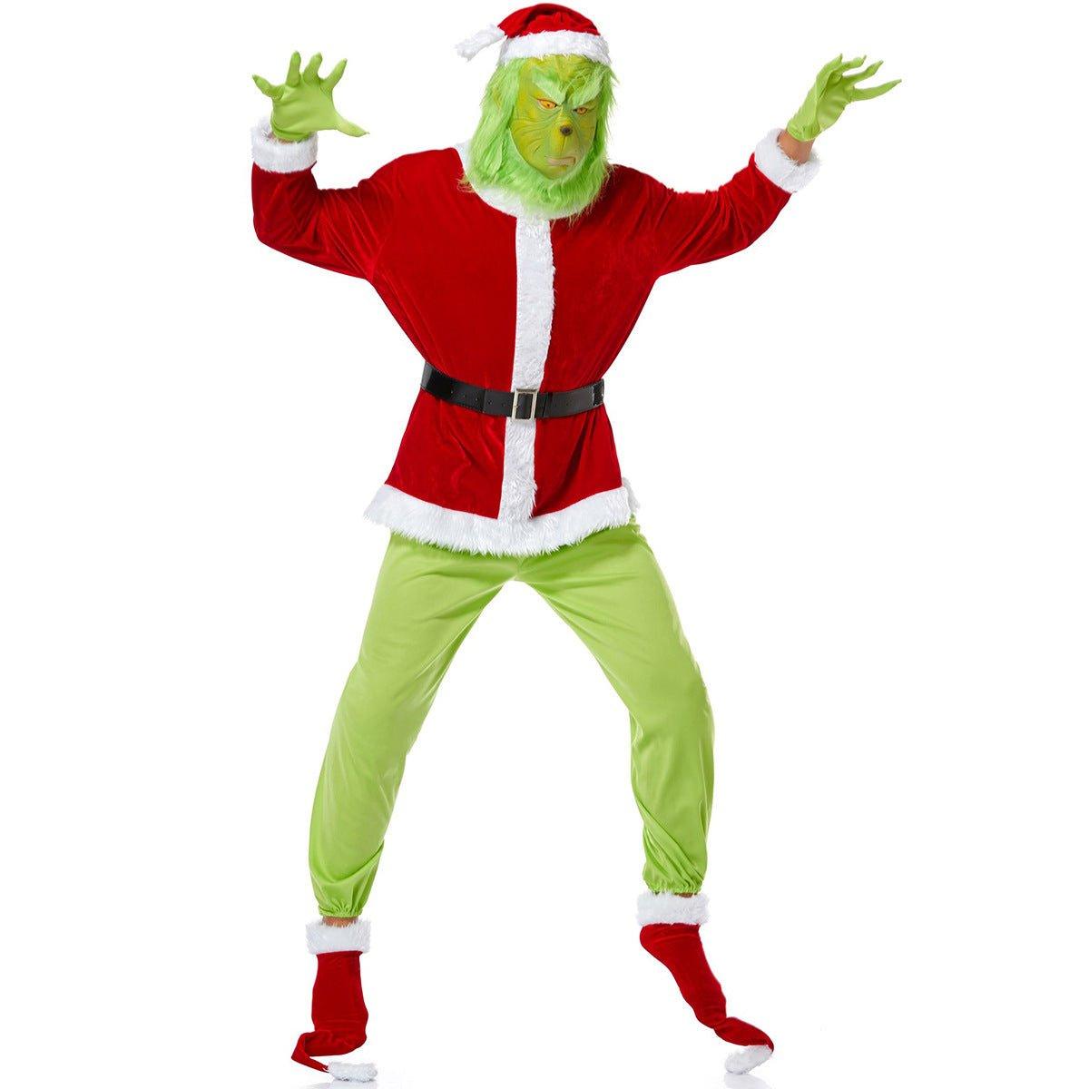 S - XL Grinch Green Hair Christmas Clothing 2023 New Christmas Clothing Men's Santa Claus Clothing - Coscosmos