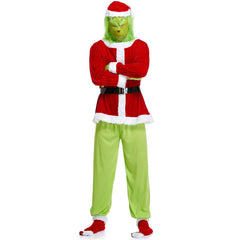 S - XL Grinch Green Hair Christmas Clothing 2023 New Christmas Clothing Men's Santa Claus Clothing - Coscosmos