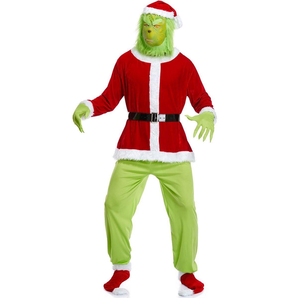 S - XL Grinch Green Hair Christmas Clothing 2023 New Christmas Clothing Men's Santa Claus Clothing - Coscosmos