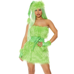 S - XL Halloween Green Hair Monster Costume COS Christmas Thief Monster Costume, Mao Mao Grinch Playing Uniform - Coscosmos