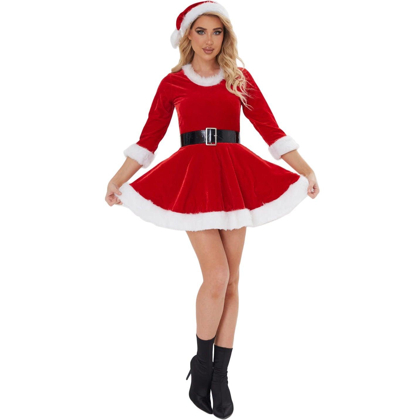 S - XXL Crew Neck, Adult Ladies Sexy Christmas Stage Performance Costume cos Christmas Clothing Uniform Set - Coscosmos