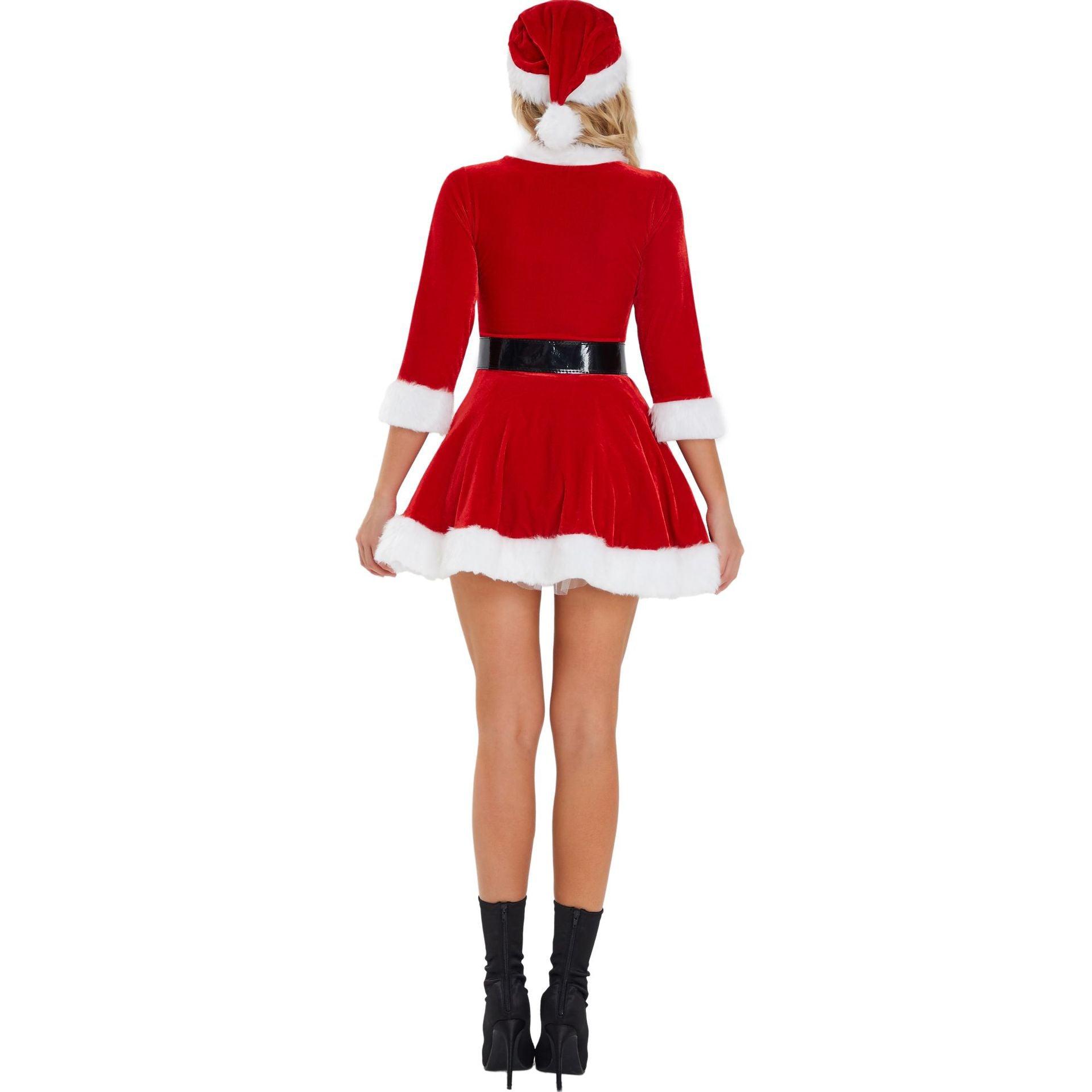 S - XXL Crew Neck, Adult Ladies Sexy Christmas Stage Performance Costume cos Christmas Clothing Uniform Set - Coscosmos