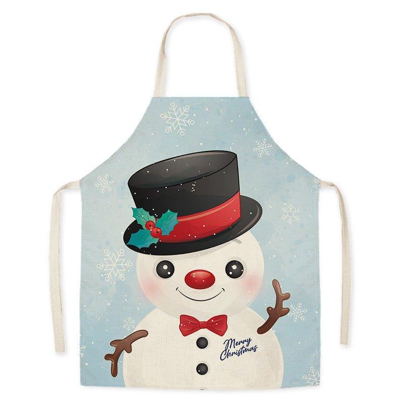 Santa Claus household kitchen imitation hemp housework apron cross - border Christmas oil - proof stains adult men's and women's work clothes - Coscosmos